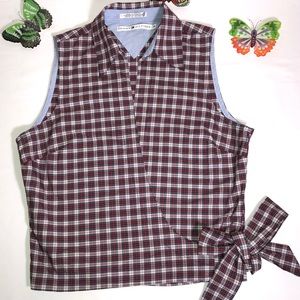 Tommy Hilfiger Plaid Top, Cropped, Side Tie/Wrap,  Size 10, Y2K, Like new
